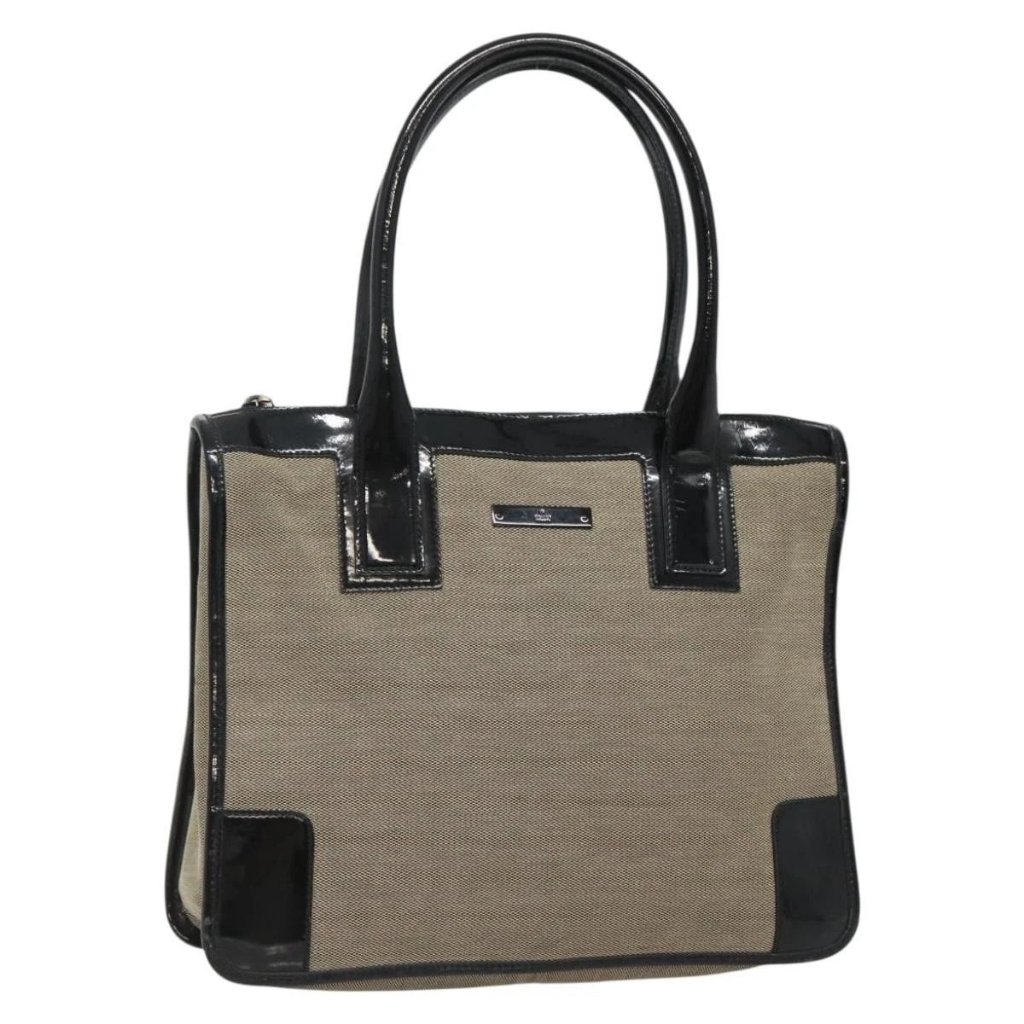 Gucci Hand Bag Canvas Beige Gold 000 0855 Auth